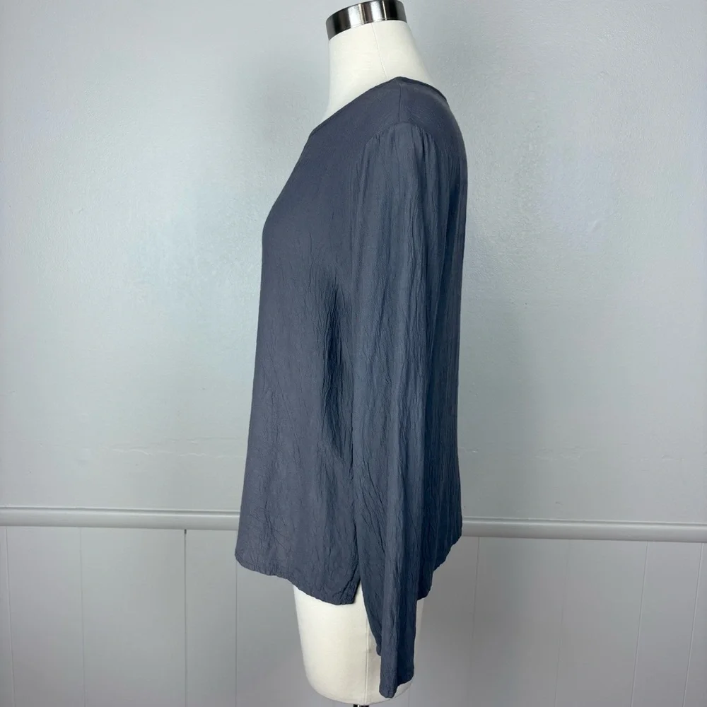 Cut Loose Pullover Top Size S Gray Lightweight Lagenlook Minimalist Crinkle Flow - Picture 6 of 15